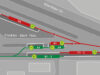 Skizze von Bussteigen und Buslinien Information für Kund*innen